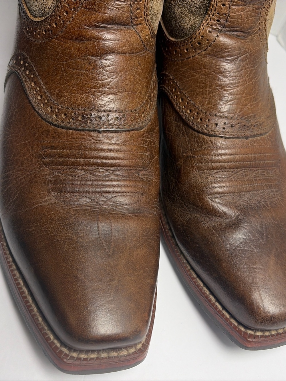Ariat 10002230 Men’s 11 D Leather Western Cowboy Boots Brown Tan Wingtip - Picture 8 of 8